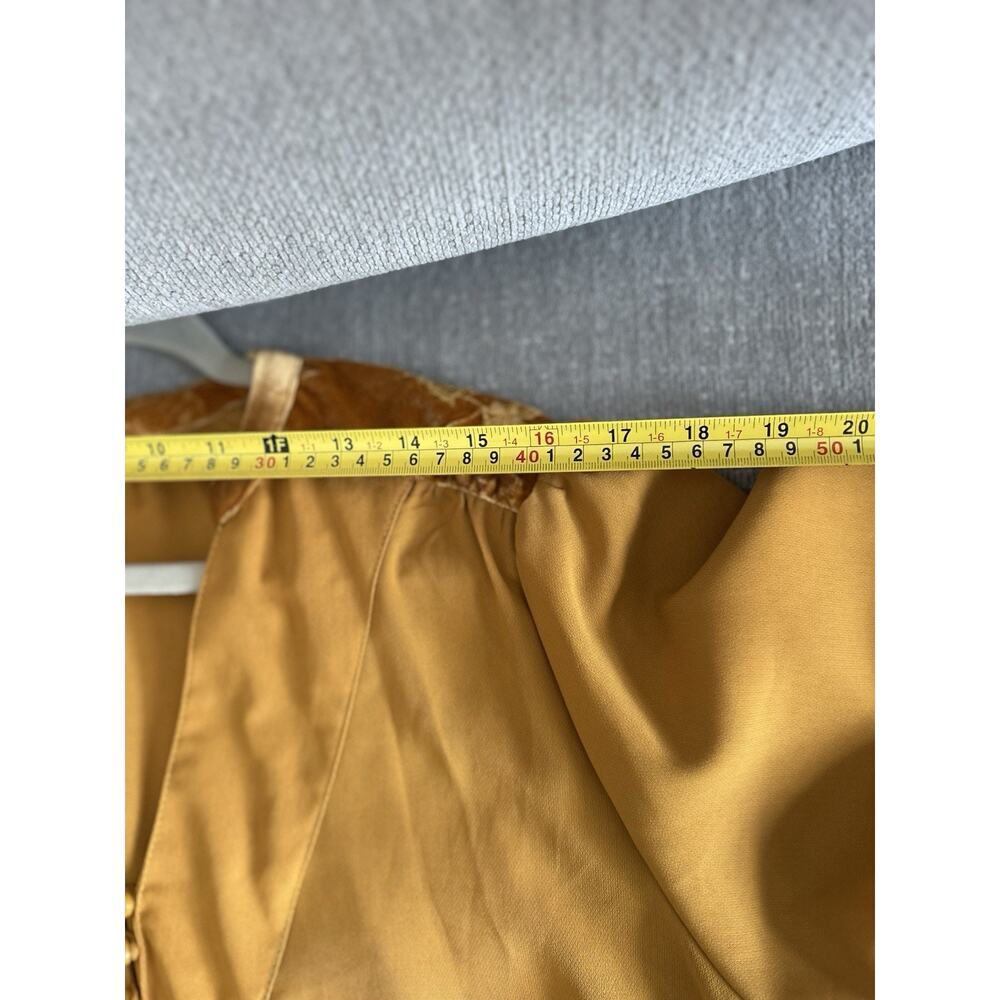 Vtg Y2K Velvet Embroidered Top Yellow L Whimsigoth Western - Picture 7 of 11